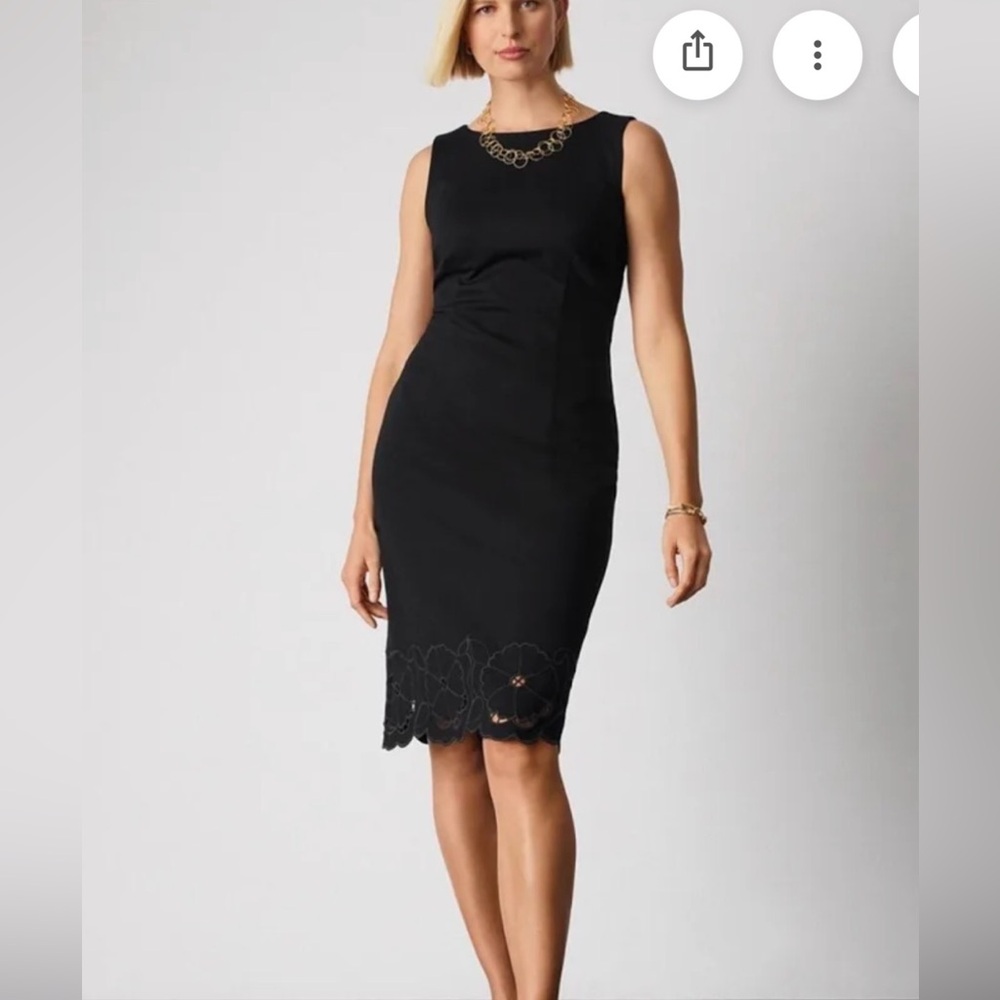 Talbots Black Midi Dress with Floral Hem